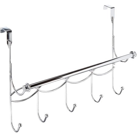 HOME BASICS Chrome Plated Steel Over the Door Hanging Rack with Towel Bar DH41137